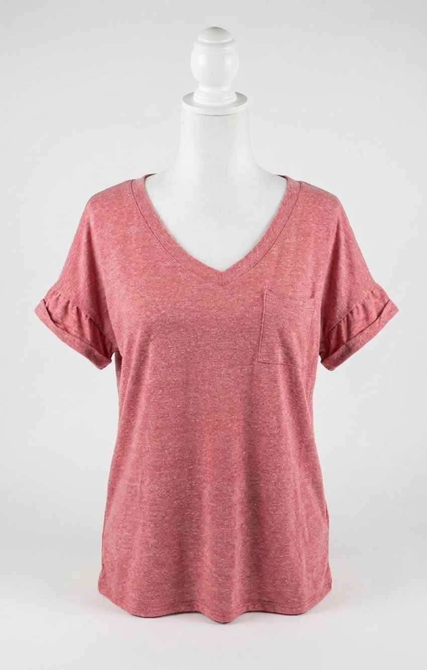 NEW SEW IN LOVE boyfriend pocket top in red